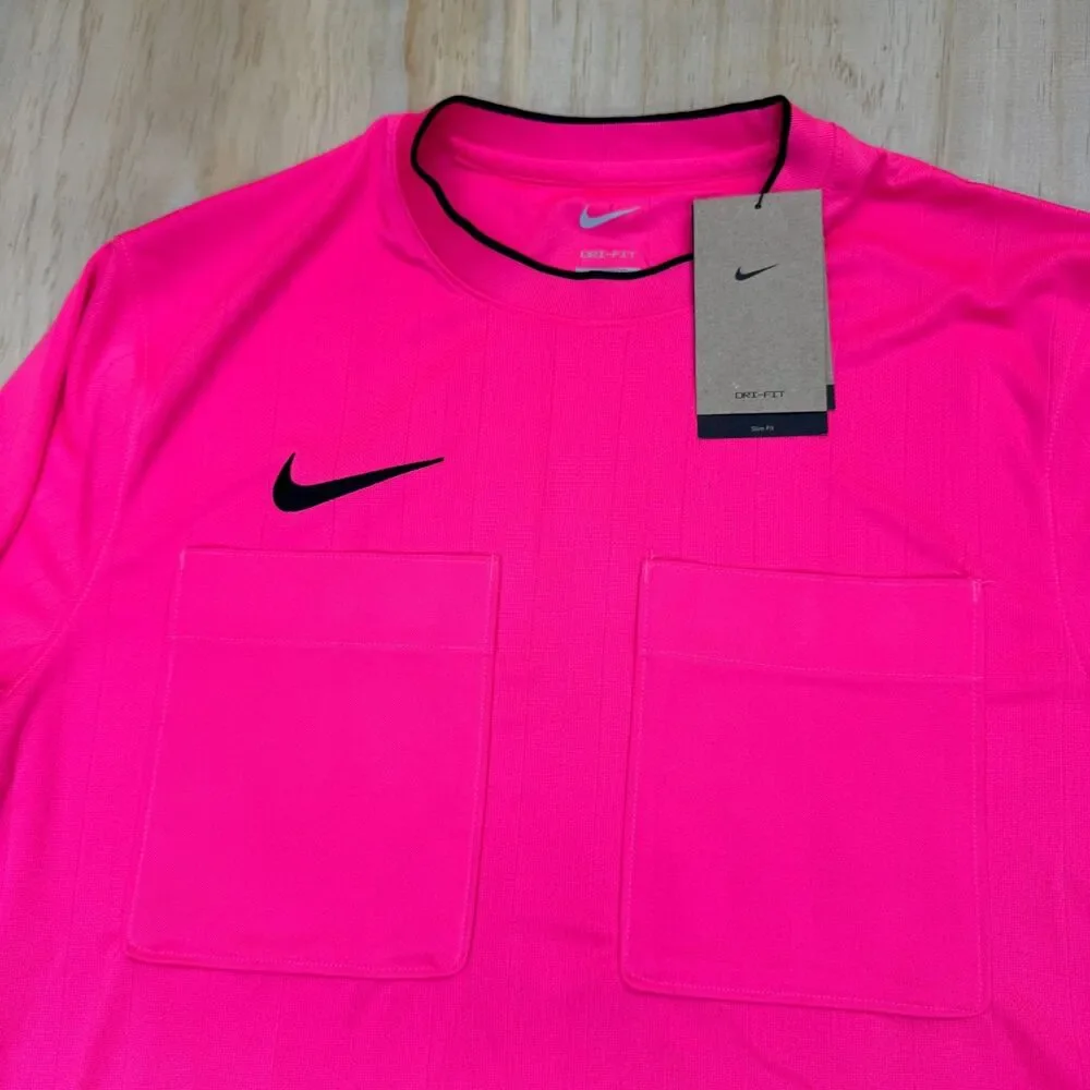 NEW Nike Dri-FIT Soccer Referee Jersey Shirt SLIM Fit Hyper Pink LG DH8027-645 - Picture 5 of 14